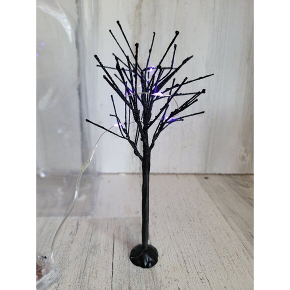Black glitter tree light up Halloween Village accessory spooky - Picture 1 of 5